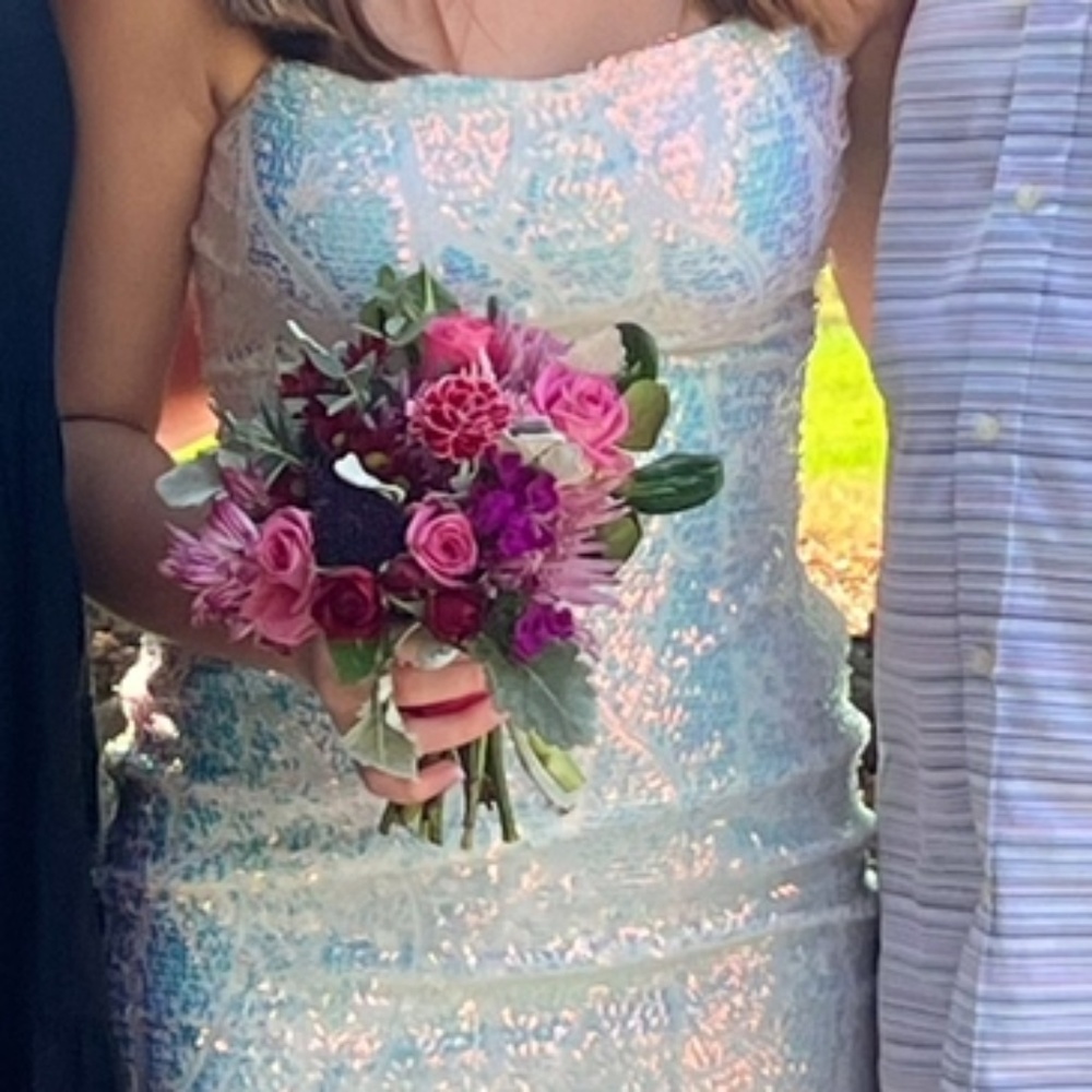 Iridescent White Homecoming Dress